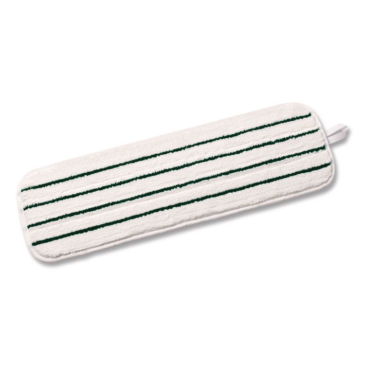 Microfiber Flat Mop, 18", White/Stripes, Microfiber Pad, 100/Carton