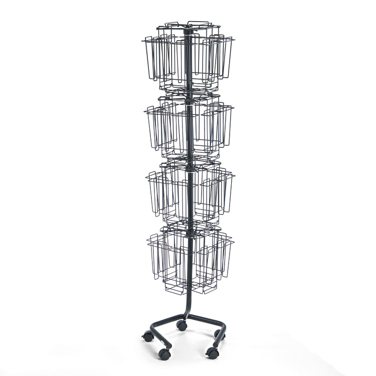 Picture of Wire Rotary Display Racks, 32 Compartments, 15w x 15d x 60h, Charcoal