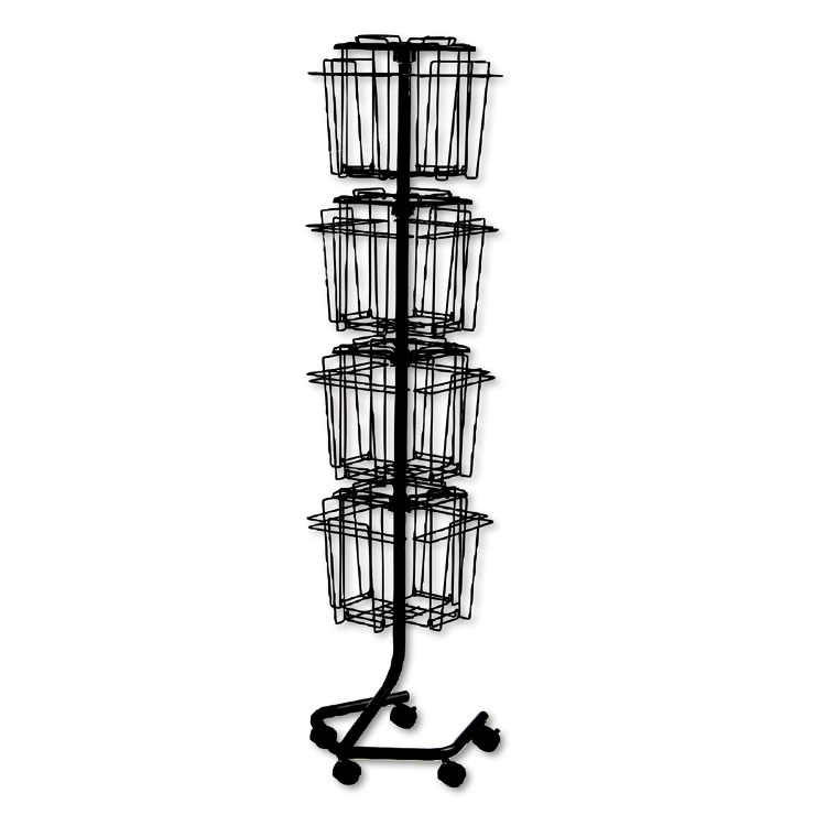 Picture of Wire Rotary Display Racks, 16 Compartments, 15w x 15d x 60h, Charcoal