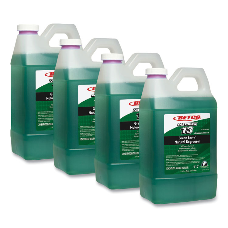 Green Earth Natural FastDraw Degreaser, Mild Scent, 2 L Bottle, 4/Carton