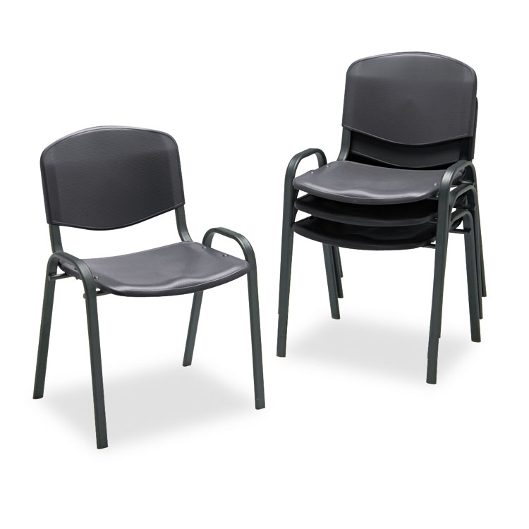 Picture of Stacking Chairs, Black w/Black Frame, 4/Carton