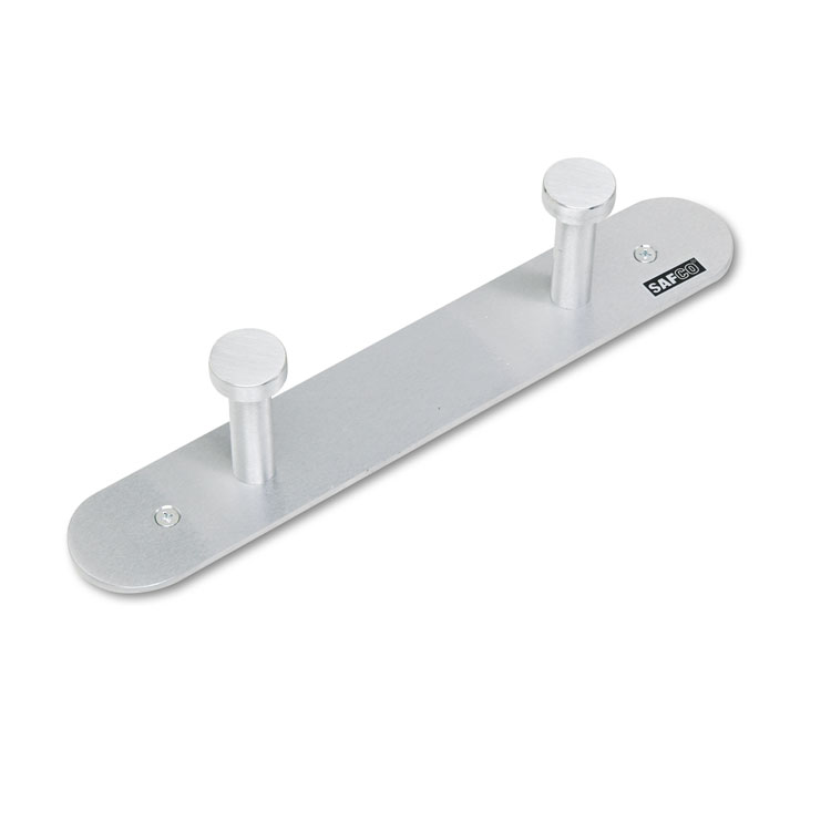 Picture of Nail Head Wall Coat Rack, Two Hooks, Metal, 12w x 2-3/4d x 2h, Satin Aluminum