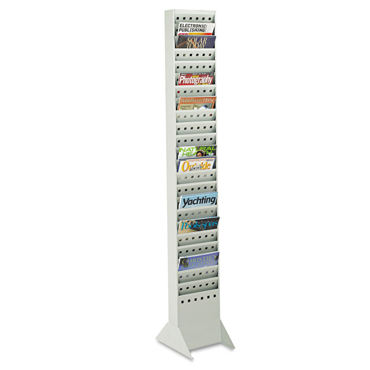 Picture of Steel Magazine Rack, 23 Compartments, 10w x 4d x 65-1/2h, Gray