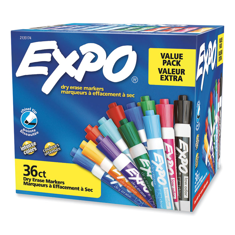 Expo Low-Odor Dry Erase Chisel Tip Markers