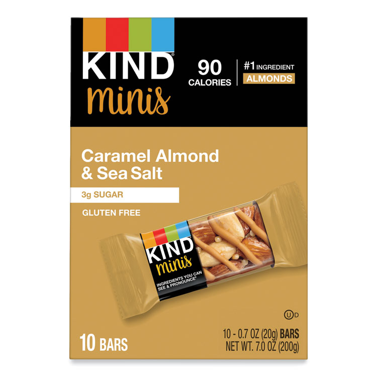 Minis, Caramel Almond Nuts/Sea Salt, 0.7 oz Bar, 10/Pack