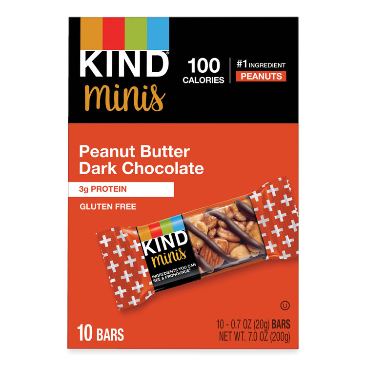 Minis, Peanut Butter Dark Chocolate, 0.7 oz Bar, 10/Pack