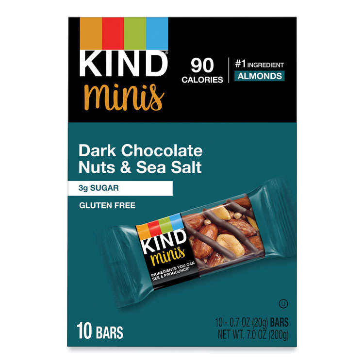 Minis, Dark Chocolate Nuts/Sea Salt, 0.7 oz Bar, 10/Pack