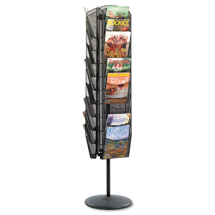 Picture of Onyx Mesh Rotating Magazine Display, 30 Compartments, 16-1/2w x 66h, Black
