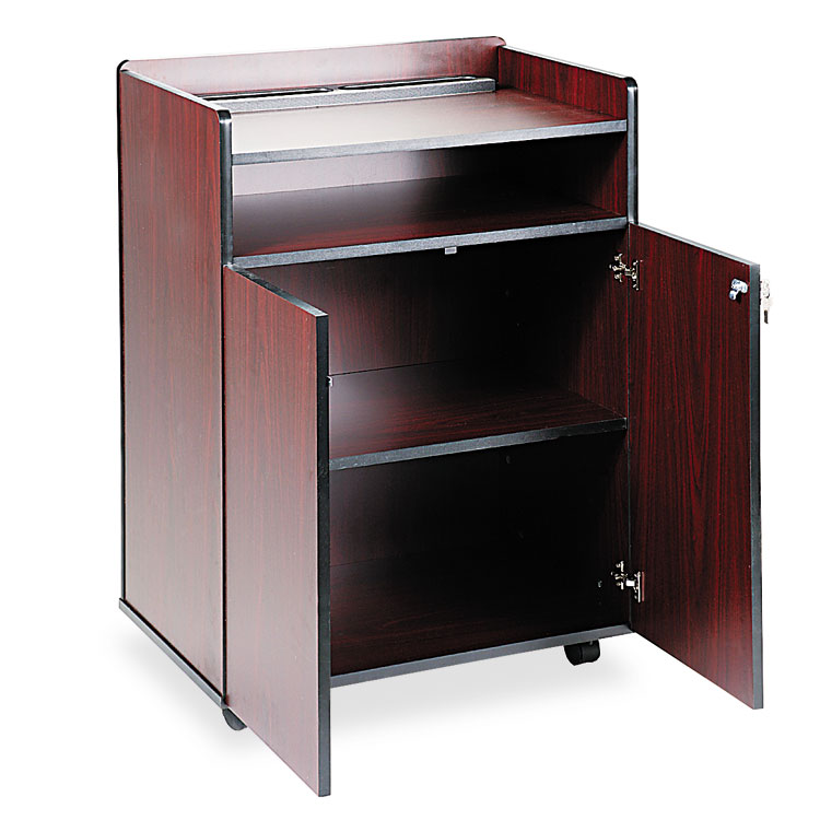 Picture of Executive Mobile Presentation Stand, 29-1/2w x 20-1/2d x 40-3/4h, Mahogany