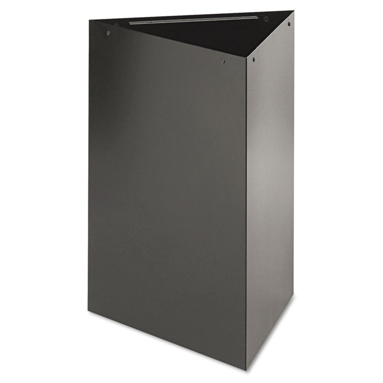 Picture of Trifecta Receptacle 26" High Base, Triangular, 15gal, Black