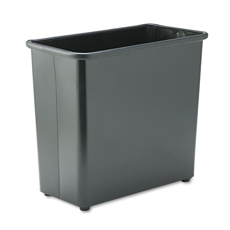 Picture of Rectangular Wastebasket, Steel, 27.5qt, Black