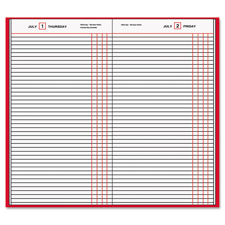 Picture of Standard Diary Recycled Daily Journal, Red, 7 11/16 x 12 1/8