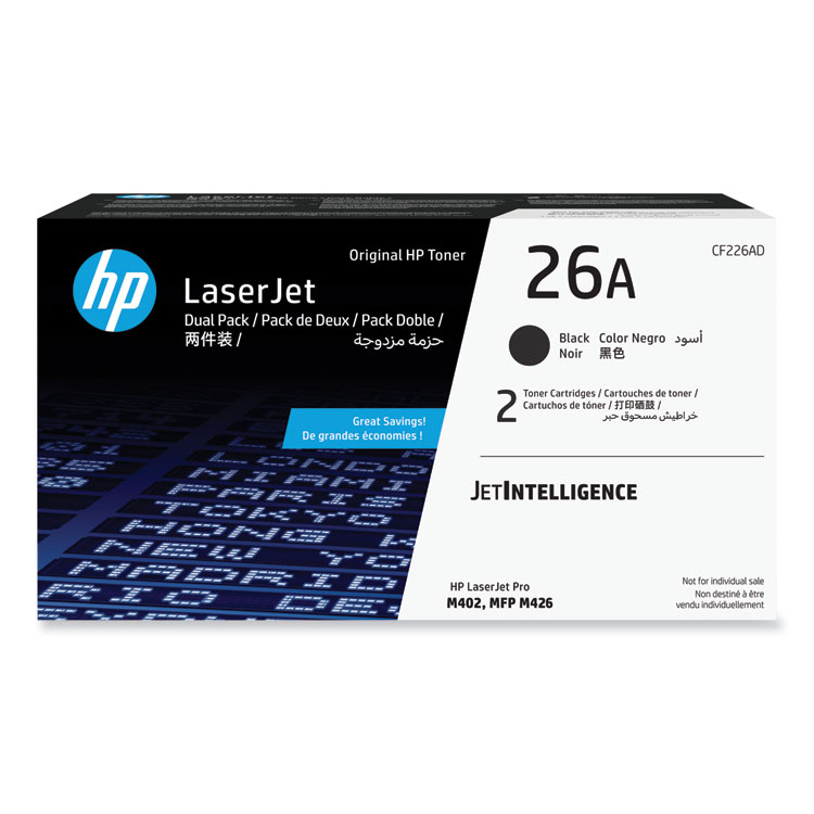 HP 26A Original Average Yield Laser Toner Cartridge - Dual Pack - Black - 2 / Carton