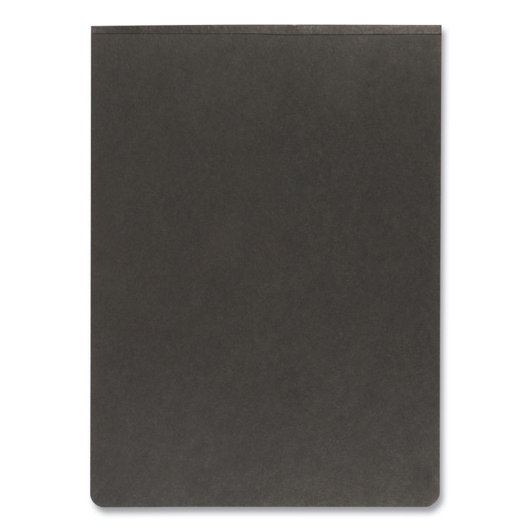 Pressboard Report Cover With Reinforced Top Hinge, Two-Prong Metal Fastener, 2" Capacity, 8.5 X 11, Black/black