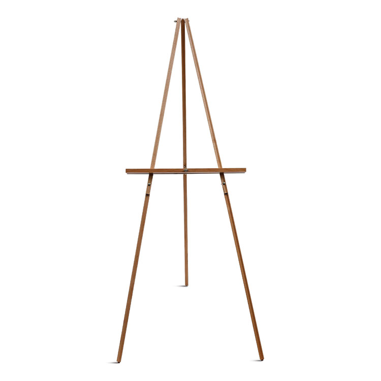 Oak Display Tripod Easel, 60" Tall, Wood, Oak Finish, Supports Up to 15 lb