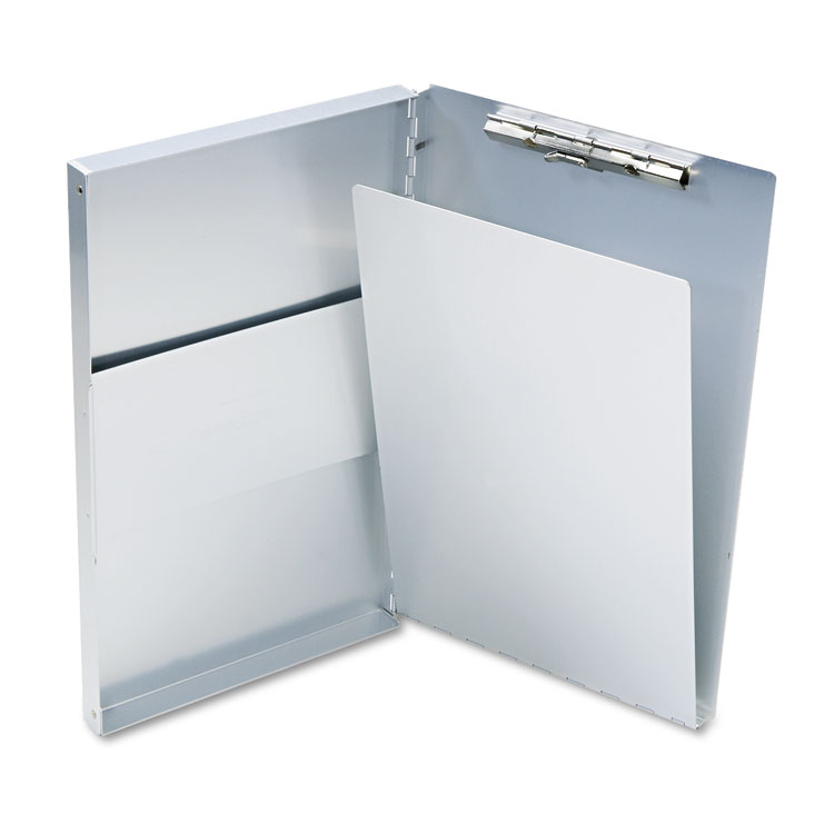 Picture of Snapak Aluminum Side-Open Forms Folder, 1/2" Clip, 8 1/2 x 14 Sheets, Silver