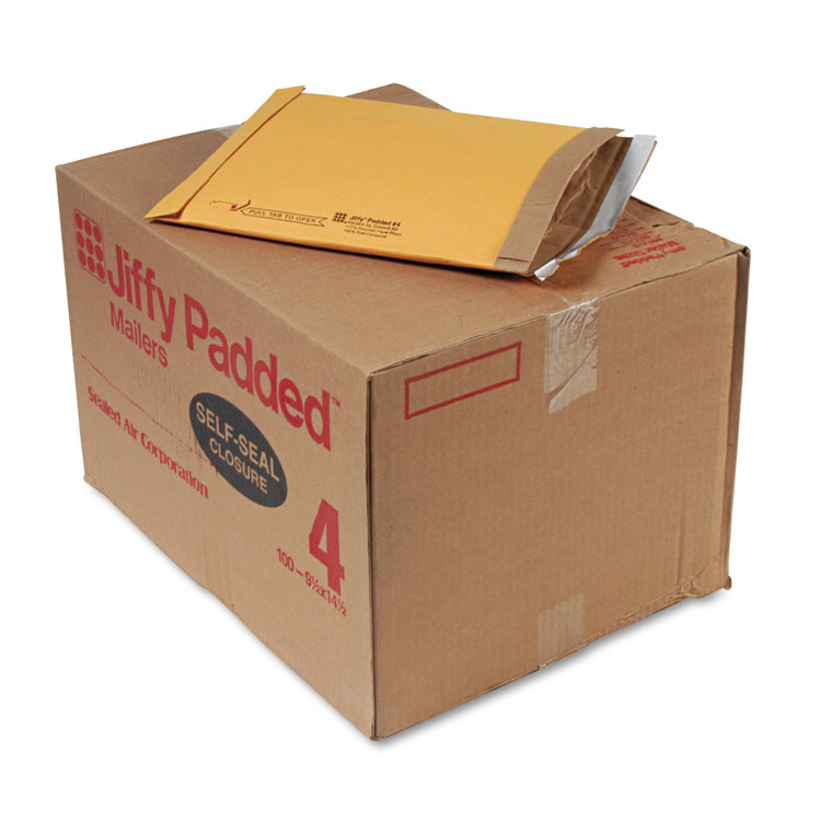 Picture of JIFFY PADDED PEEL & SEAL MAILER, #4, 9 1/2 X 14 1/2, NATURAL KRAFT, 100/CARTON