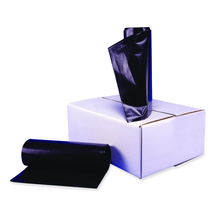 Low Density Can Liners, 56 gal, 1.1 mil, 43" x 47", Black, Interleaved Roll, 20 Bags/Roll, 5 Rolls/Carton