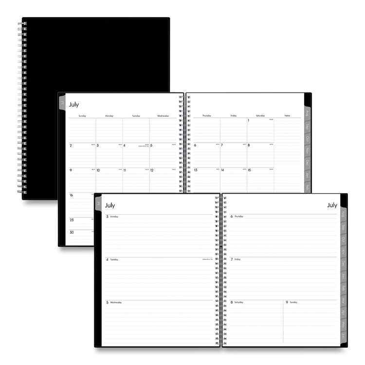 Enterprise Academic Weekly/Monthly Planner, 11 x 8.5, Black Cover, 12-Month (July to June): 2025 to 2026