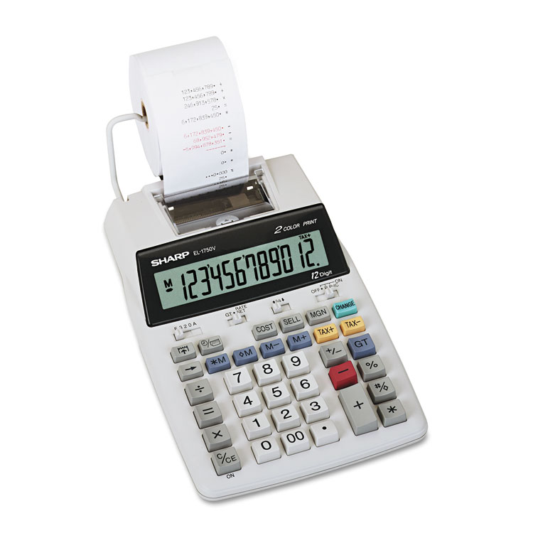 Picture of EL-1750V Two-Color Printing Calculator, Black/Red Print, 2 Lines/Sec