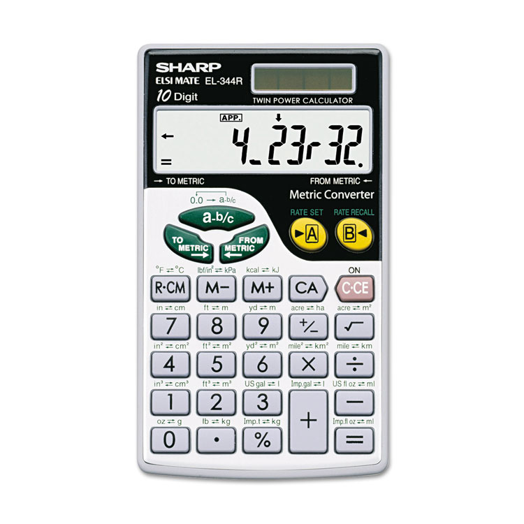 Picture of EL344RB Metric Conversion Wallet Calculator, 10-Digit LCD