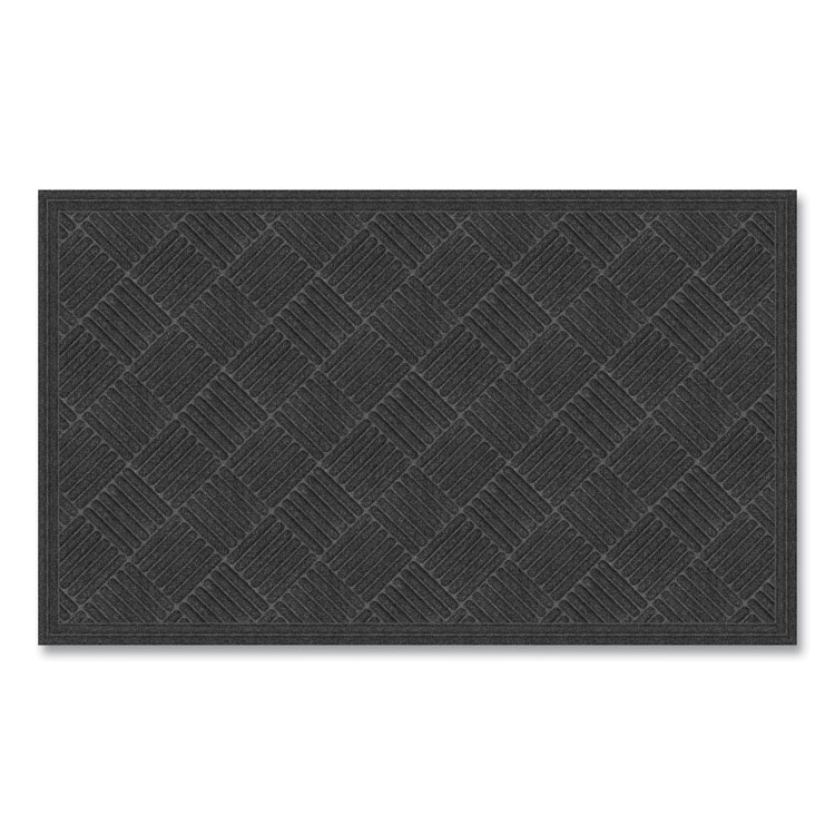 Ecomat Crosshatch Entry Mat, Rectangular, Charcoal Gray Crush-Resistant Ribbed Surface, 36" x 60"