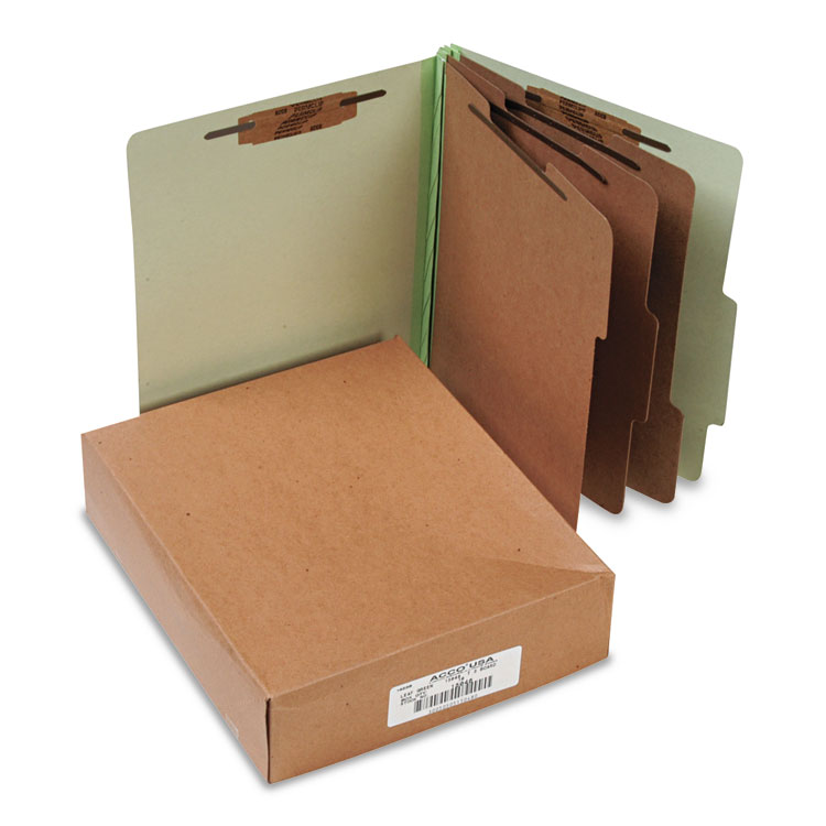 Picture of Pressboard 25-Pt Classification Folders, Letter, 8-Section, Leaf Green, 10/Box
