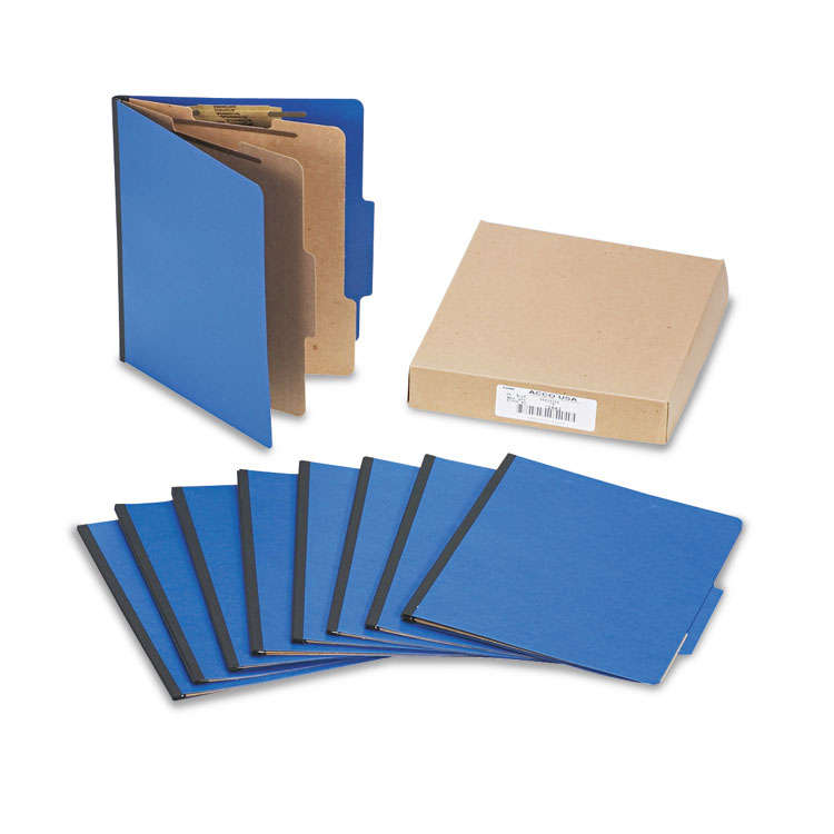 Picture of ColorLife PRESSTEX Classification Folders, Letter, 6-Section, Dark Blue, 10/Box