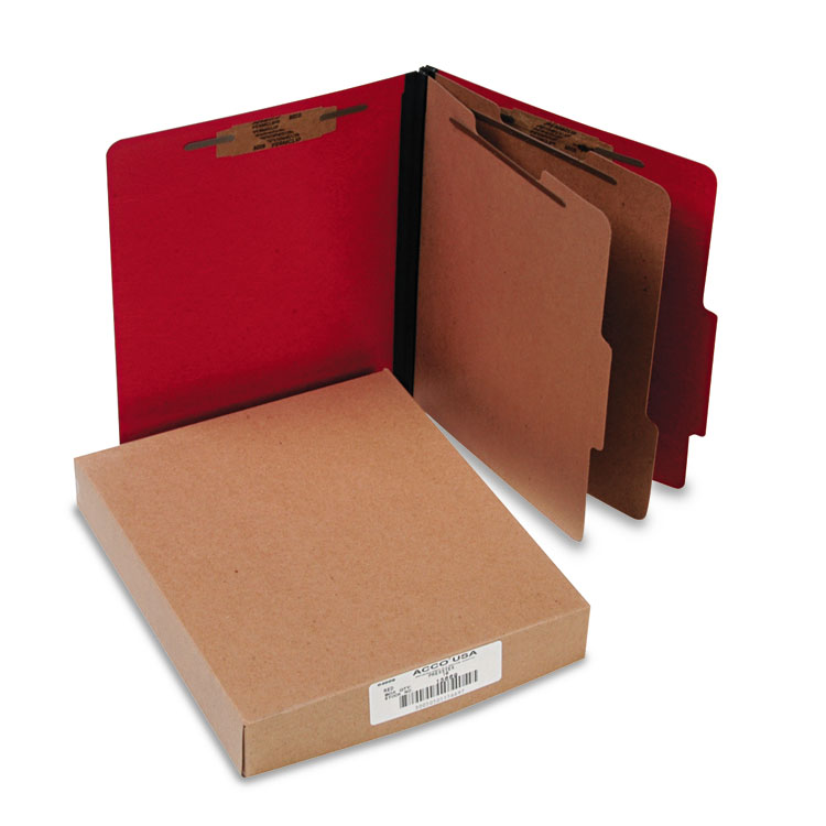 Picture of ColorLife PRESSTEX Classification Folders, Letter, 6-Section, Exec Red, 10/Box