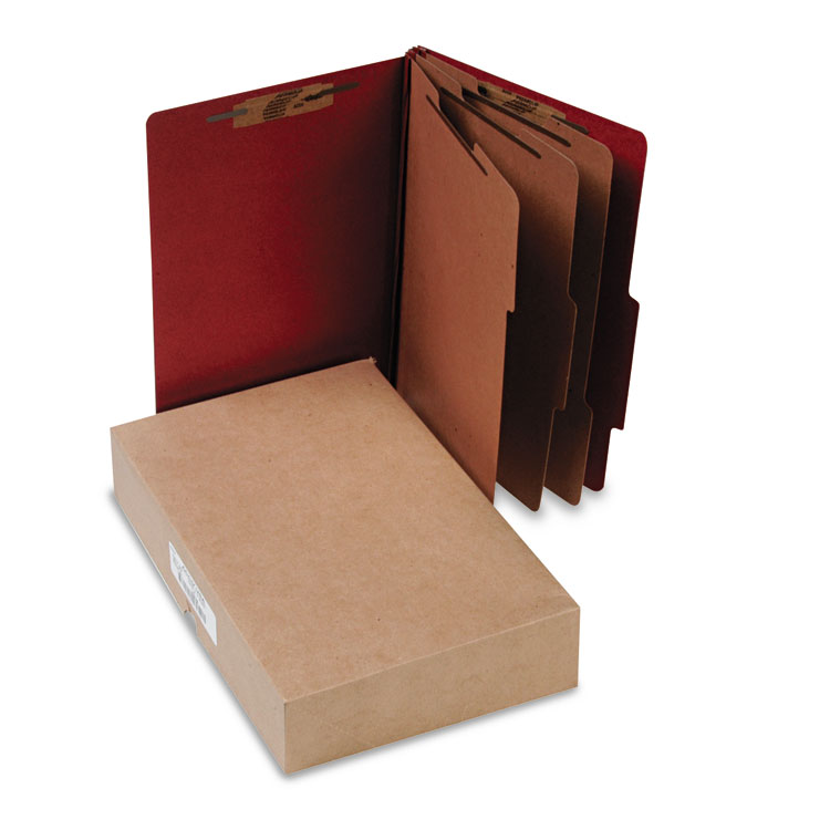 Picture of Pressboard 25-Pt Classification Folders, Legal, 8-Section, Earth Red, 10/Box