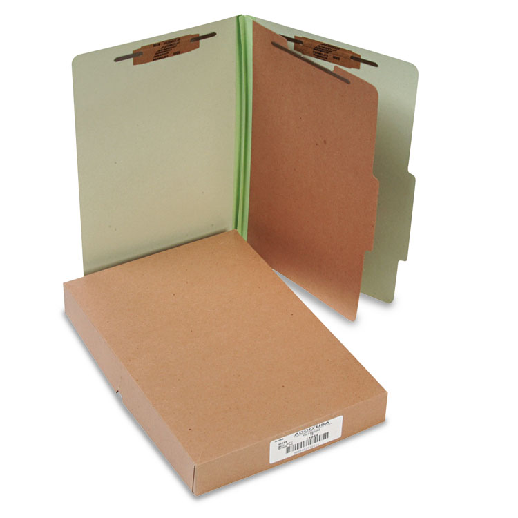 Picture of Pressboard 25-Pt Classification Folders, Legal, 4-Section, Leaf Green, 10/Box