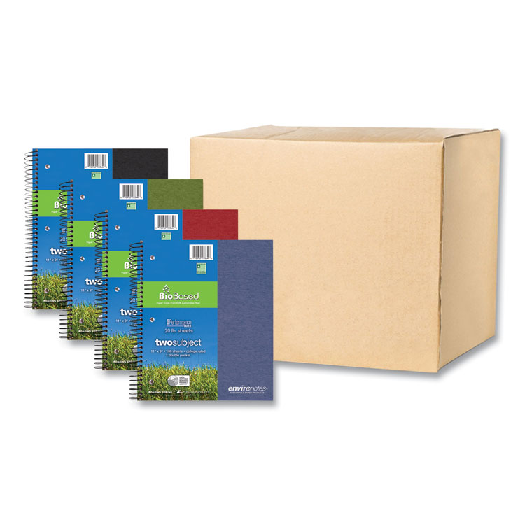 Roaring Spring® Earthtones BioBased 2 Subject Notebook, Medium/College Rule, Randomly Assorted Covers, (100) 11 x 9 Sheets, 24/Carton