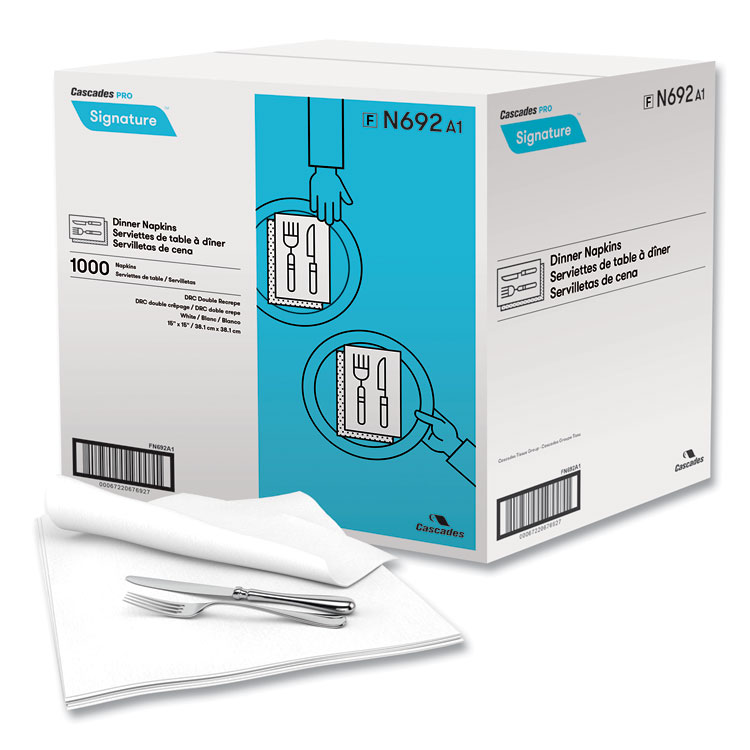 Select Dinner Napkins, 1-Ply, 15 x 15, White, 1,000/Carton