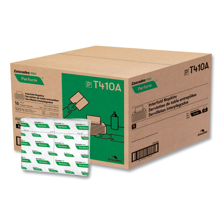 Perform Interfold Napkins, 1-Ply, 12.63 x 8.5, White, 376/Pack, 16 Packs/Carton