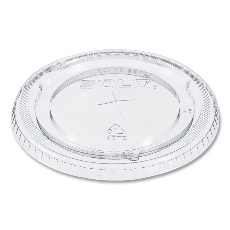 PETE Flat Straw-Slot Cold Cup Lids, Fits 16 oz to 24 oz Cold Cups, Plastic, Clear, 100/Pack, 10 Packs/Carton