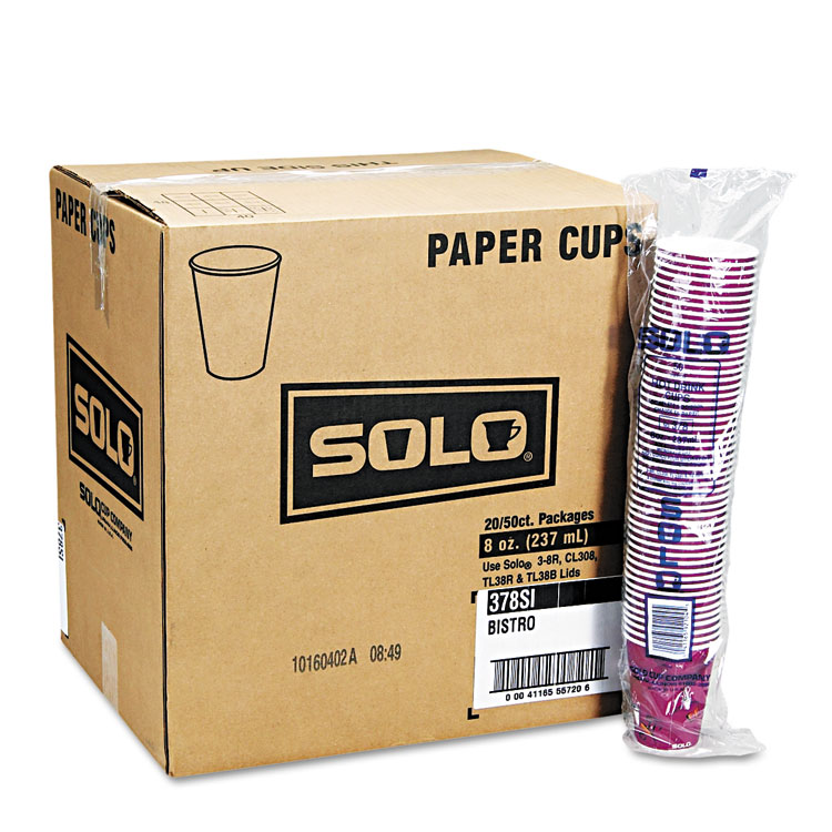 Picture of SOLO BISTRO DESIGN HOT DRINK CUPS, PAPER, 10OZ, 1000/CARTON