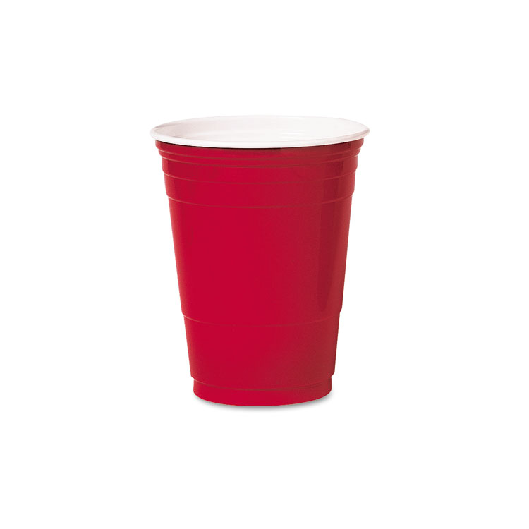 Picture of SOLO PLASTIC PARTY COLD CUPS, 16OZ, RED, 50/BAG, 20 BAGS/CARTON
