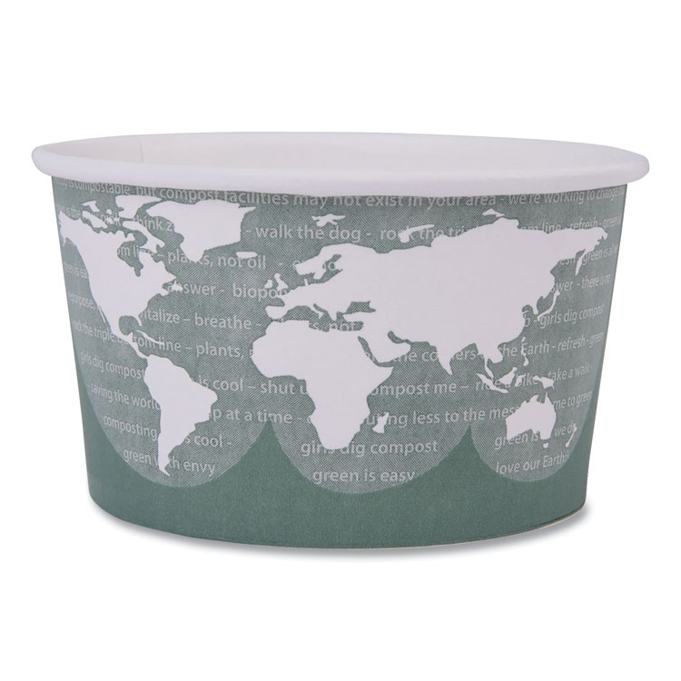 World Art Renewable and Compostable Food Container, 12 oz, 4.05" Diameter x 2.5" h, Moss, Paper, 25/Pack, 20 Packs/Carton