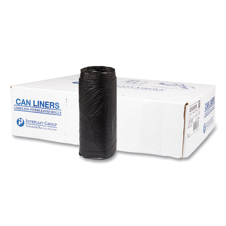 High-Density Commercial Can Liners, 16 gal, 8 mic, 24" x 33", Black, Interleaved Roll, 50 Bags/Roll, 20 Rolls/Carton
