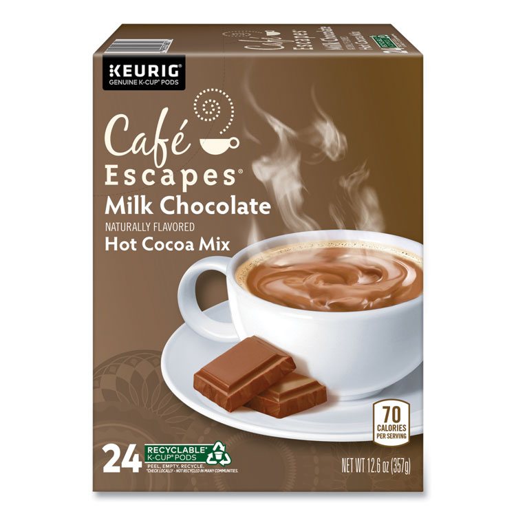 Cafe Escapes Milk Chocolate Hot Cocoa K-Cups, 24/box