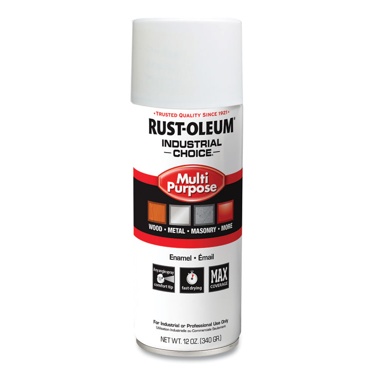 Industrial Choice 1600 System Multi-Purpose Enamel Spray Paint, Gloss White, 12 oz Aerosol Can, 6/Carton