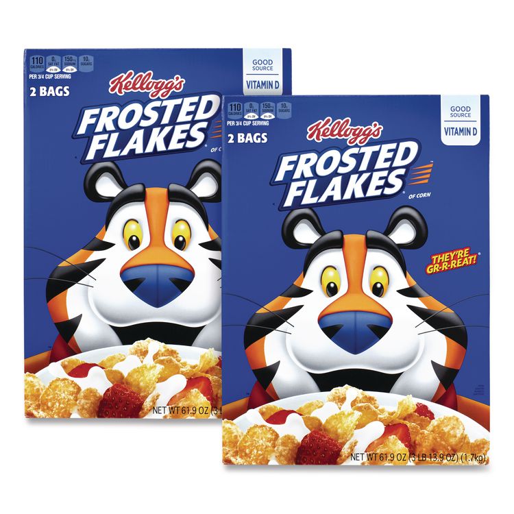 Kellogg's® Frosted Flakes Breakfast Cereal, 2 Bags/61.9 oz Box, 2 Boxes/Carton