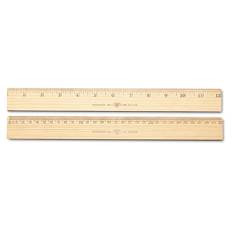 Picture of Wood Ruler, Metric and 1/16" Scale with Single Metal Edge, 30 cm