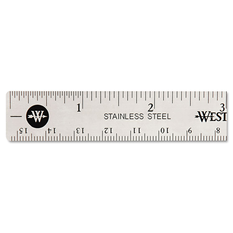 Picture of Stainless Steel Office Ruler With Non Slip Cork Base, 6"