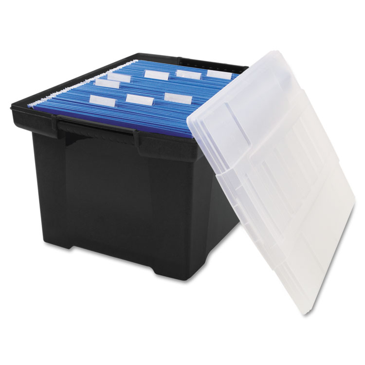 Plastic File Tote Storage Box Letter Legal Snap on Lid Black eBay