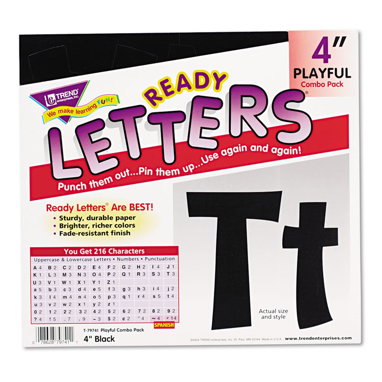 Picture of Ready Letters Playful Combo Set, Black, 4"h, 216/Set