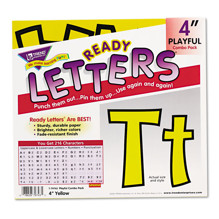 Picture of Ready Letters Playful Combo Set, Yellow, 4"h, 216/Set