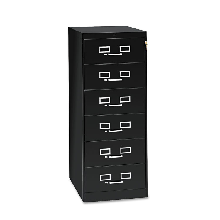 Picture of Six-Drawer Multimedia Cabinet For 6 x 9 Cards, 21-1/4w x 52h, Black