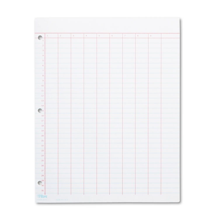 Picture of Data Pad w/Numbered Column Headings, 11 x 8 1/2, White, 50 Sheets