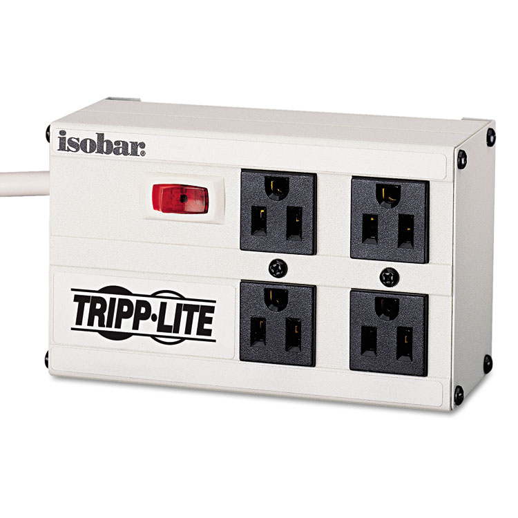 Picture of ISOBAR4 Isobar Surge Suppressor, 4 Outlets, 6 ft Cord, 3300 Joules, Light Gray